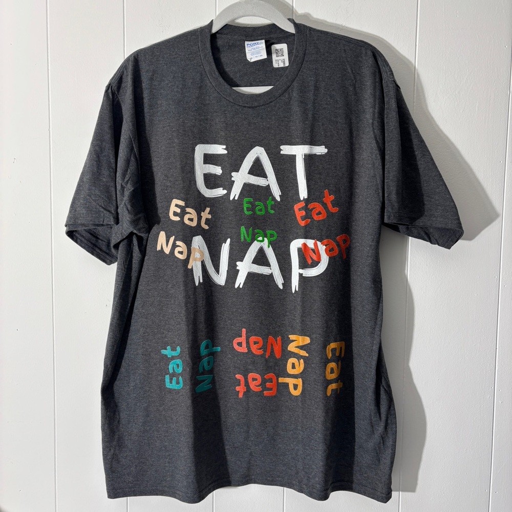 Foodie Gift Funny Gray Tee Holiday Dinner Feast Buffet Tshirt Mens Size XL NEW